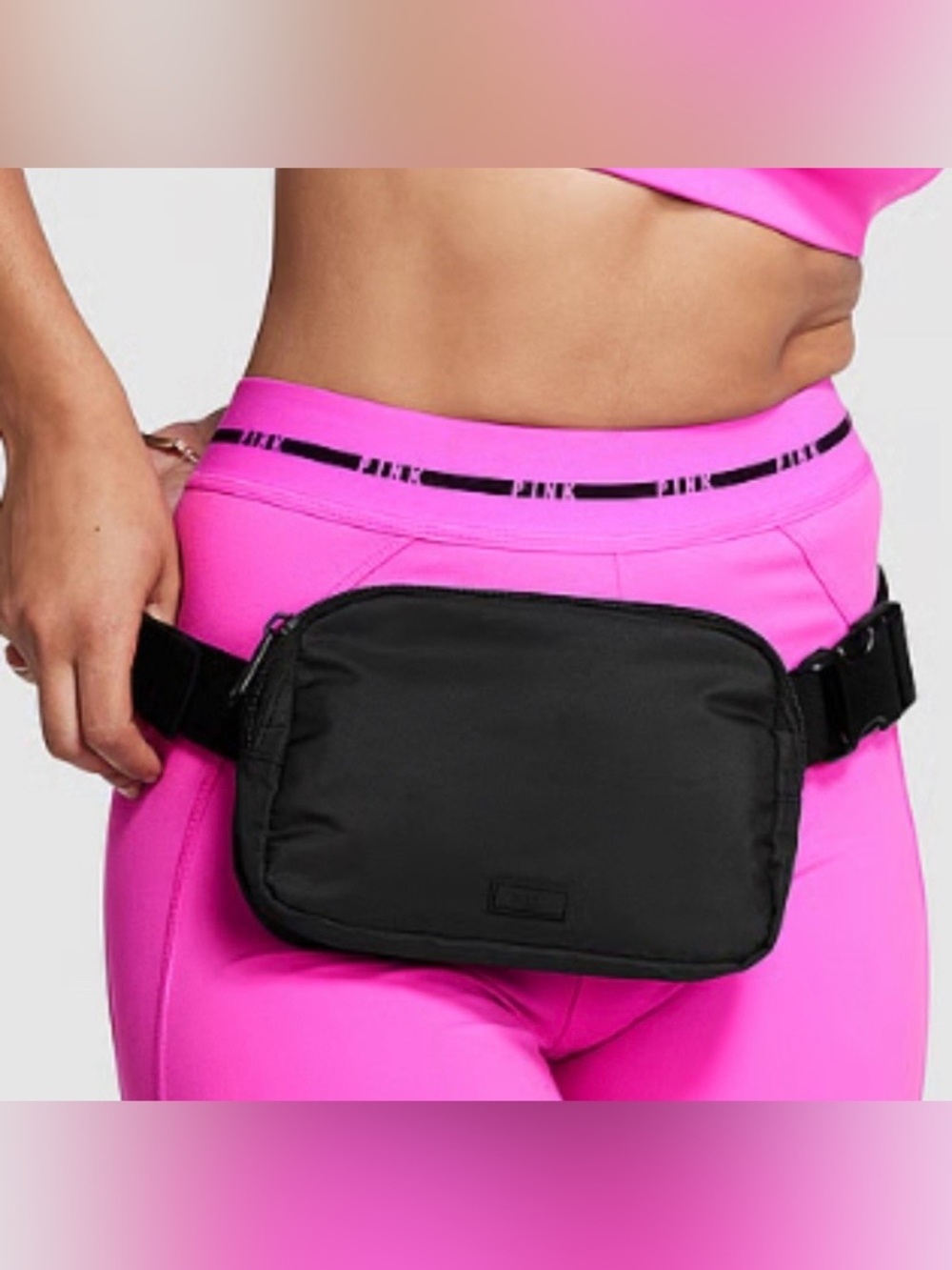 NWOT PINK Victoria’s Secret Black Belt Sling Bag Crossbody
